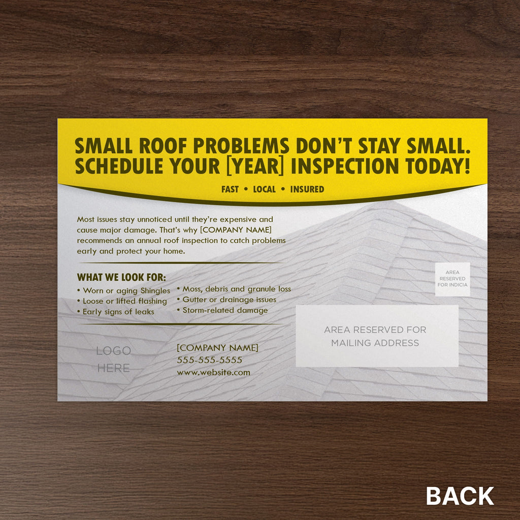 Annual Roof Inspection Reminder Postcard Back