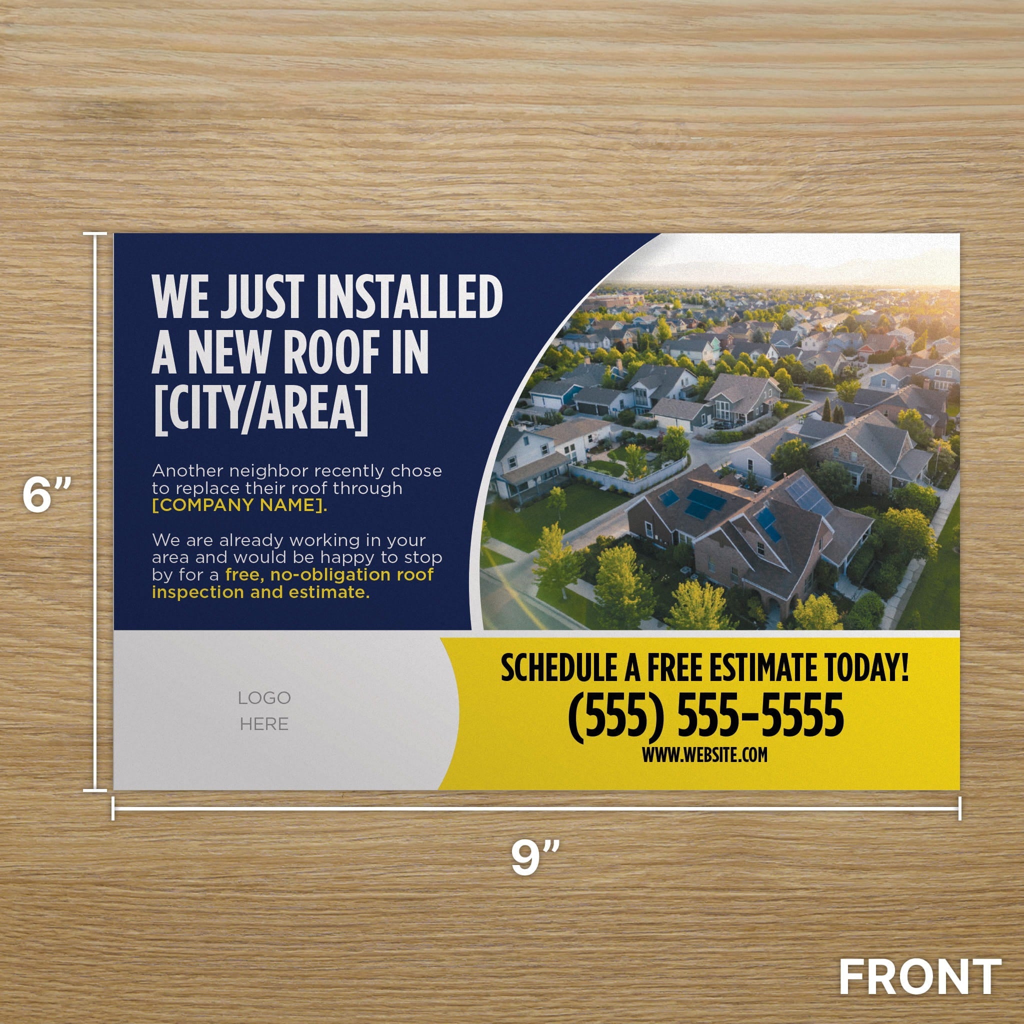 Neighborhood Roof Completion Postcard Front
