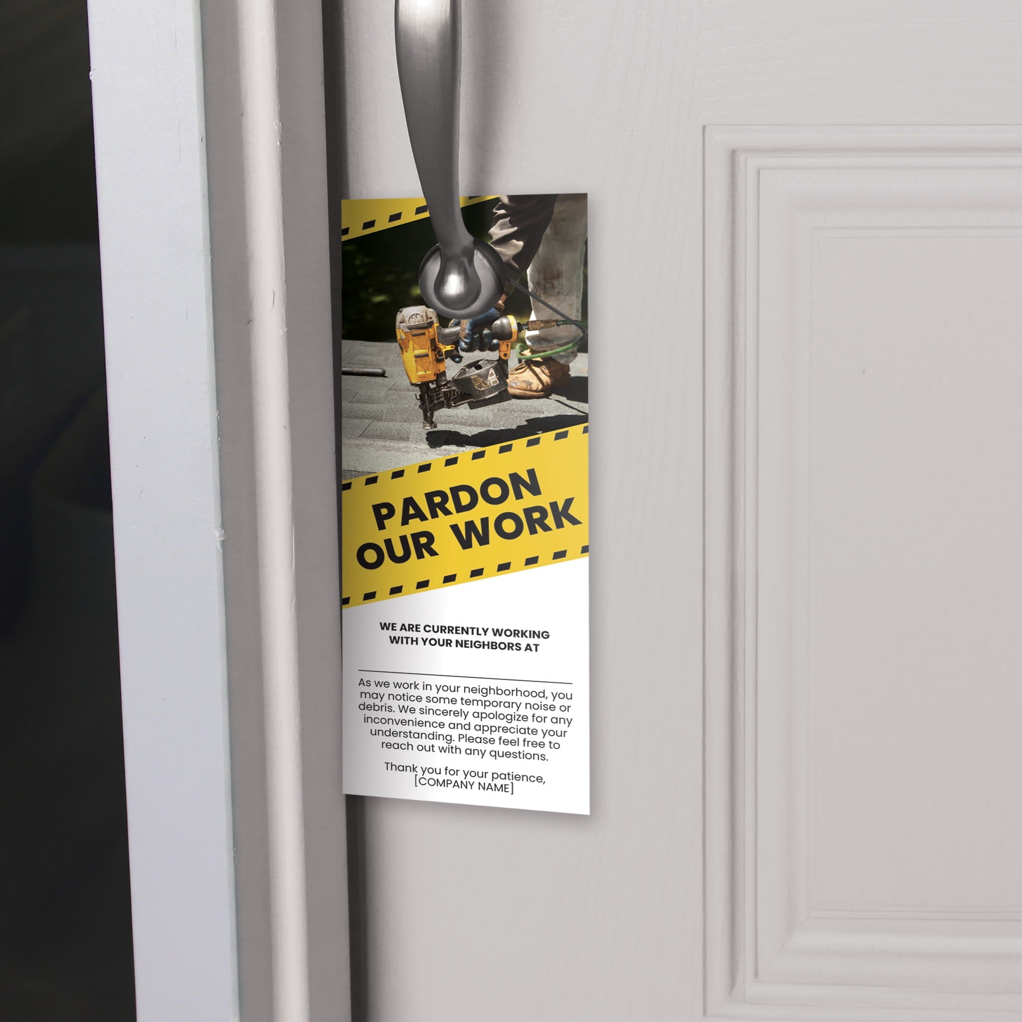 Pardon Our Work Door Hanger - PeakPrint